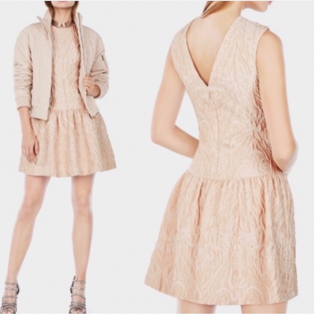 BCBGMaxAzria Textured Jacquard Dress Blush Pink XXS